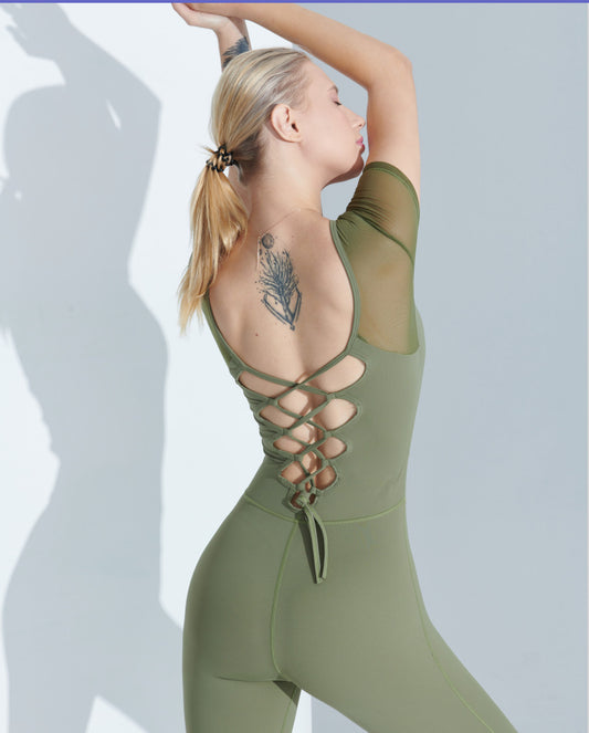 Mesh Crossed Back Aerial Yoga Suit