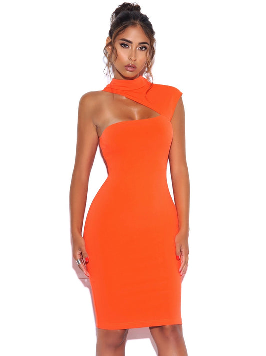 KYLLIE - Stand-Up Collar Bandage Midi Dress