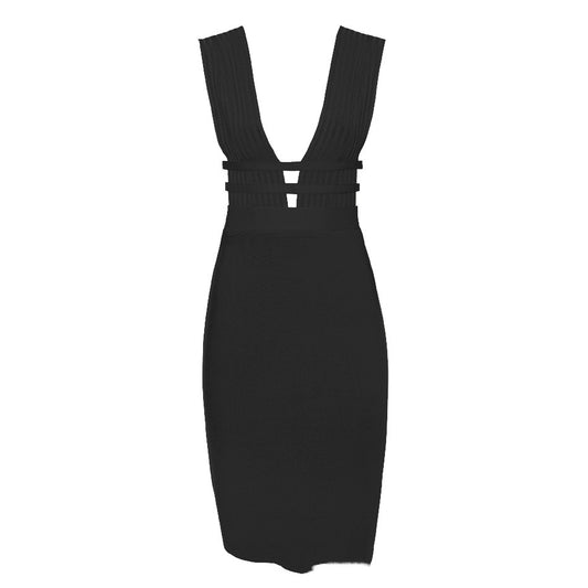 CHELSEA -  Deep Plunge V Neck Bandage Dress