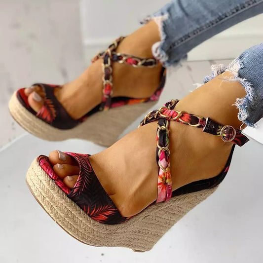 Floral Wedge Heel Sandals