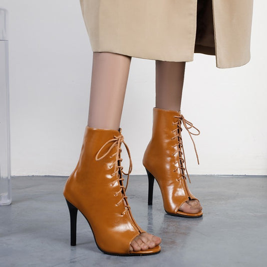 Chic Stiletto Lace-Up Toe Sandals