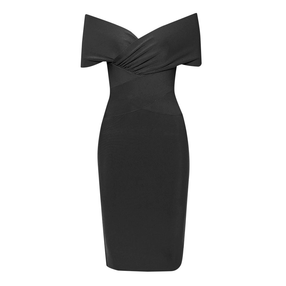 ENYA - V-neck sexy bag hip dress