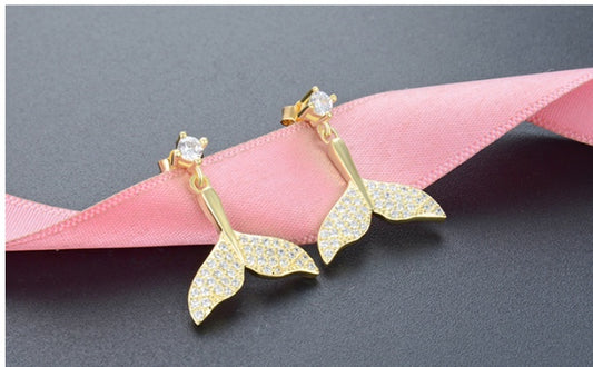 EARRINGS -  S925 Sterling Silver Fishtail Stud