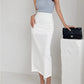 Classic Solid Color Casual High Waist Hip Hugging Long Skirt