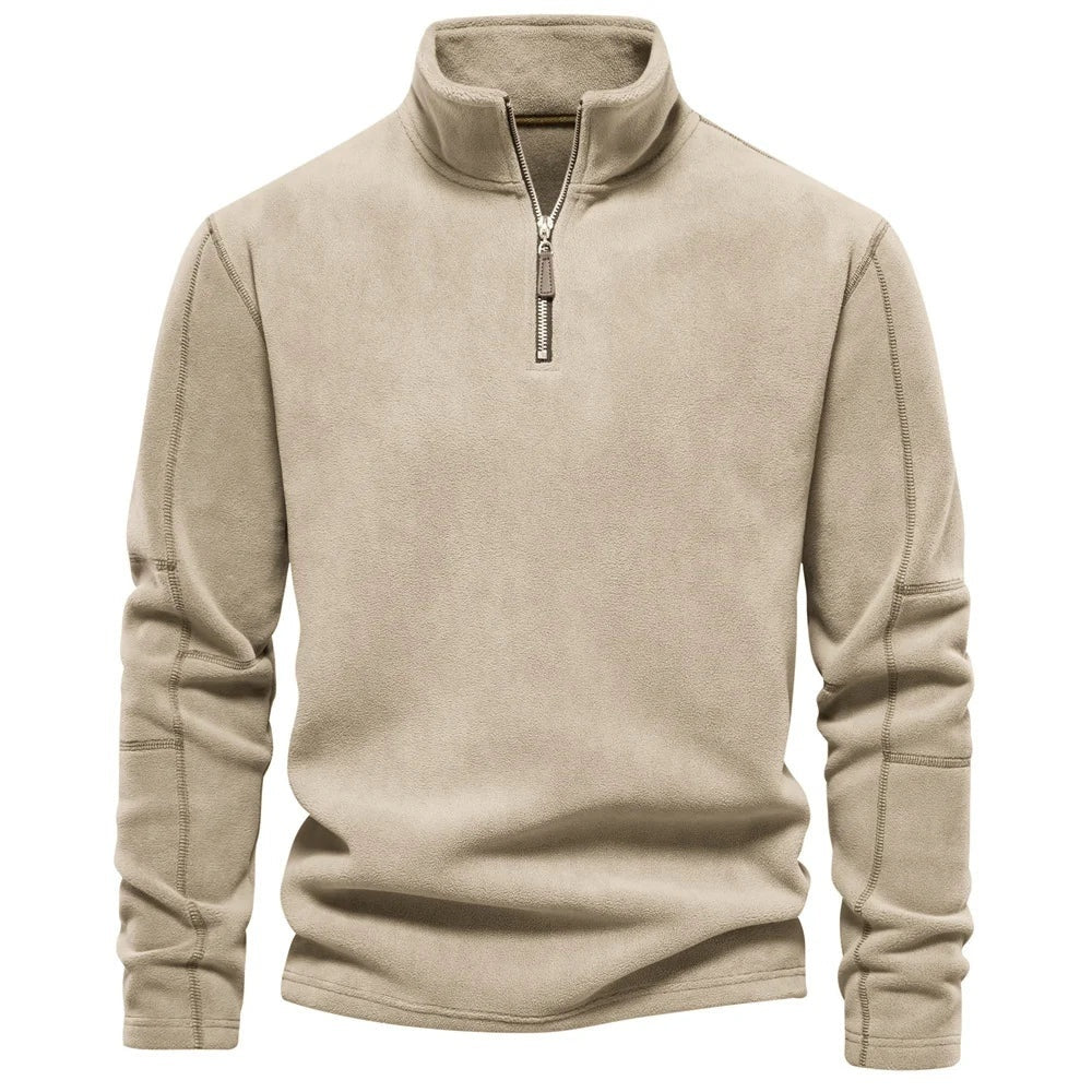 Stand-collar Zippered Sweatshirt With Fleece