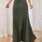 Solid Elastic Waist Maxi Skirt