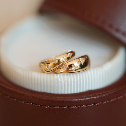 EARINGS - Versatile Literary And Creative Sparkling Star S925 Silver Hoop