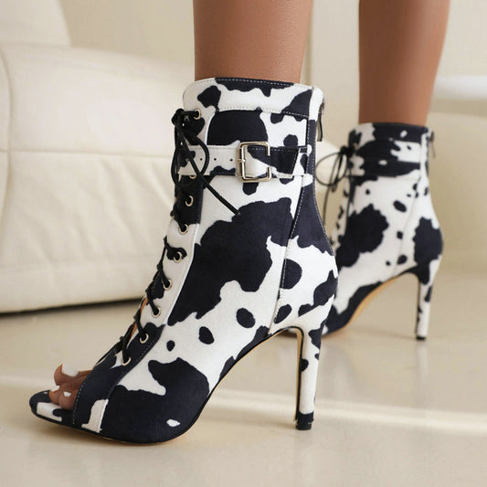 Printed Suede High Heels