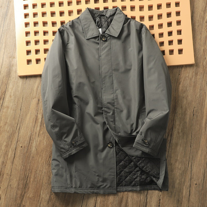 Windproof Waterproof Thickened Thermal Quilted Mid-length Trench Coat
