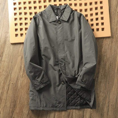 Windproof Waterproof Thickened Thermal Quilted Mid-length Trench Coat