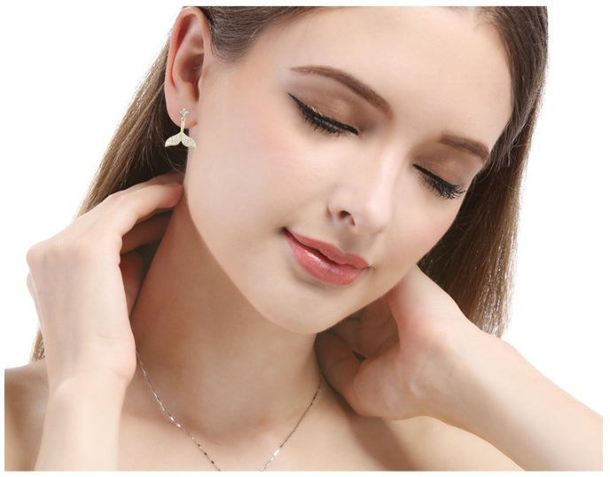 EARRINGS -  S925 Sterling Silver Fishtail Stud