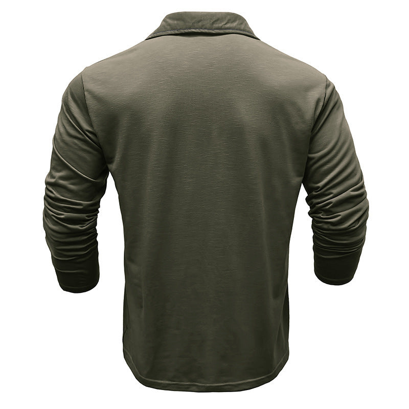 European Men's Henley Shirt Lapel