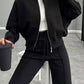 Collar Zip Up Outerwear Set