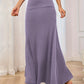 Solid Elastic Waist Maxi Skirt