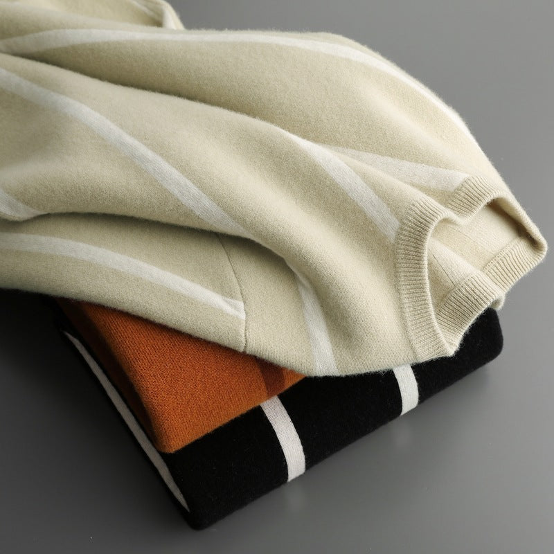 Round Neck Thickening Knitted Sweater Loose Casual Wool Tops