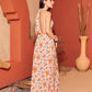 Peach Floral Long Dress Cover-up