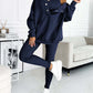 3pcs Sports Suit Loose Hooded Pockets Sweatshirt And Vest And Slim Trousers