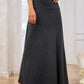 Solid Elastic Waist Maxi Skirt