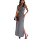 Halter Vest Top High Waist Bottom Slit Set