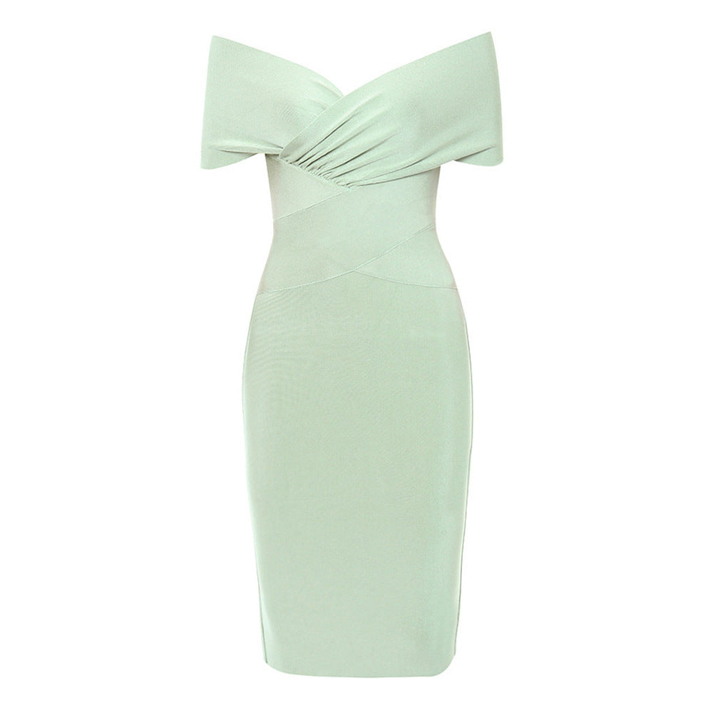 ENYA - V-neck sexy bag hip dress