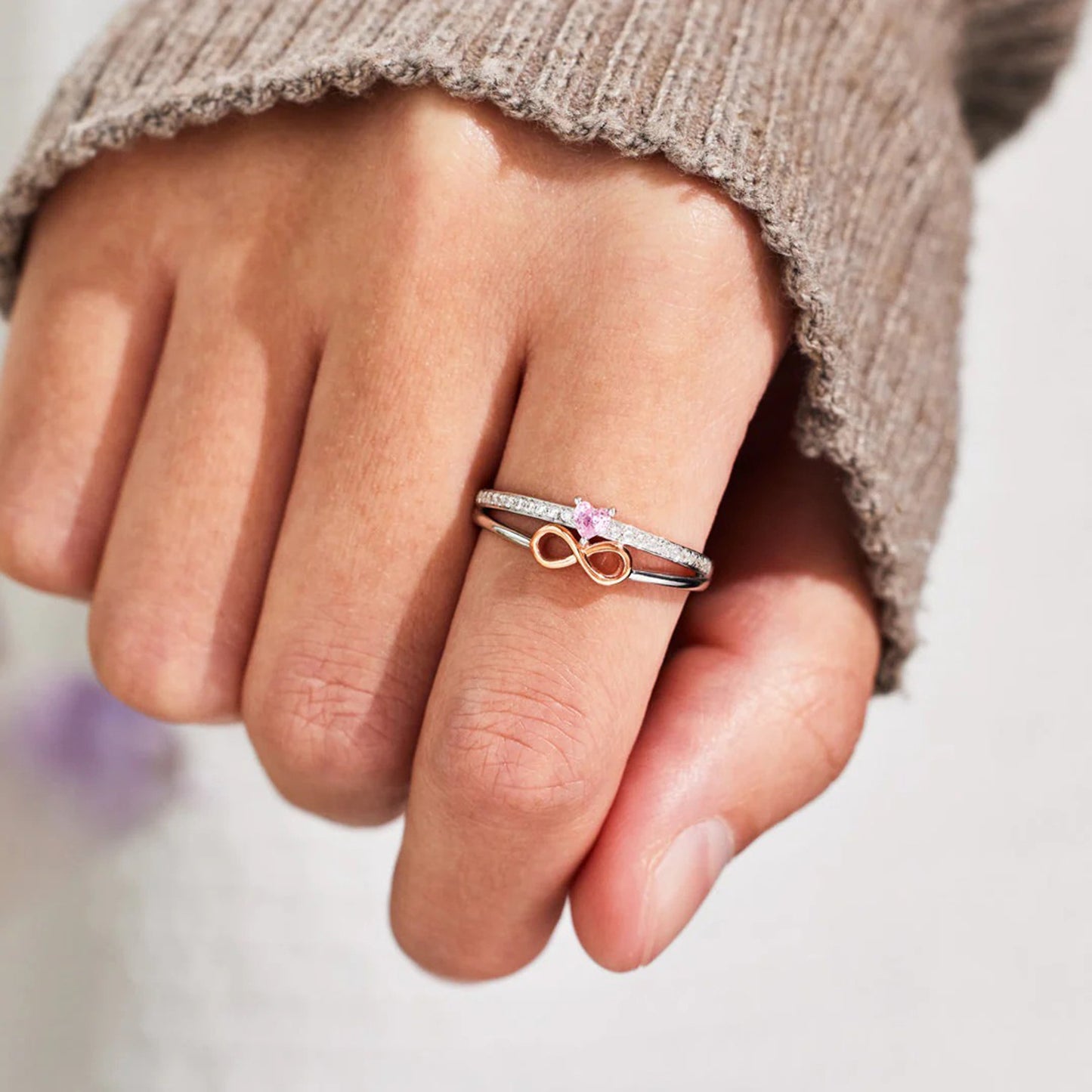 Heart Zircon Double-Layered Ring