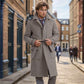 Classic Mid-length Woolen Coat Houndstooth Quilted