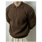 Fashionable Lapel Half Long-sleeve Zipper Sweatshirt