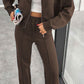 Collar Zip Up Outerwear Set