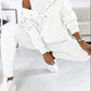 3pcs Sports Suit Loose Hooded Pockets Sweatshirt And Vest And Slim Trousers