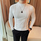 Solid Color Line Long Sleeve T-shirt Round Neck