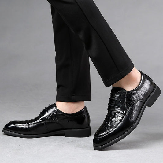 Men's Cowhide Pointed Breathable Business Formal Wear Leather Shoes