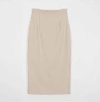 Classic Solid Color Casual High Waist Hip Hugging Long Skirt
