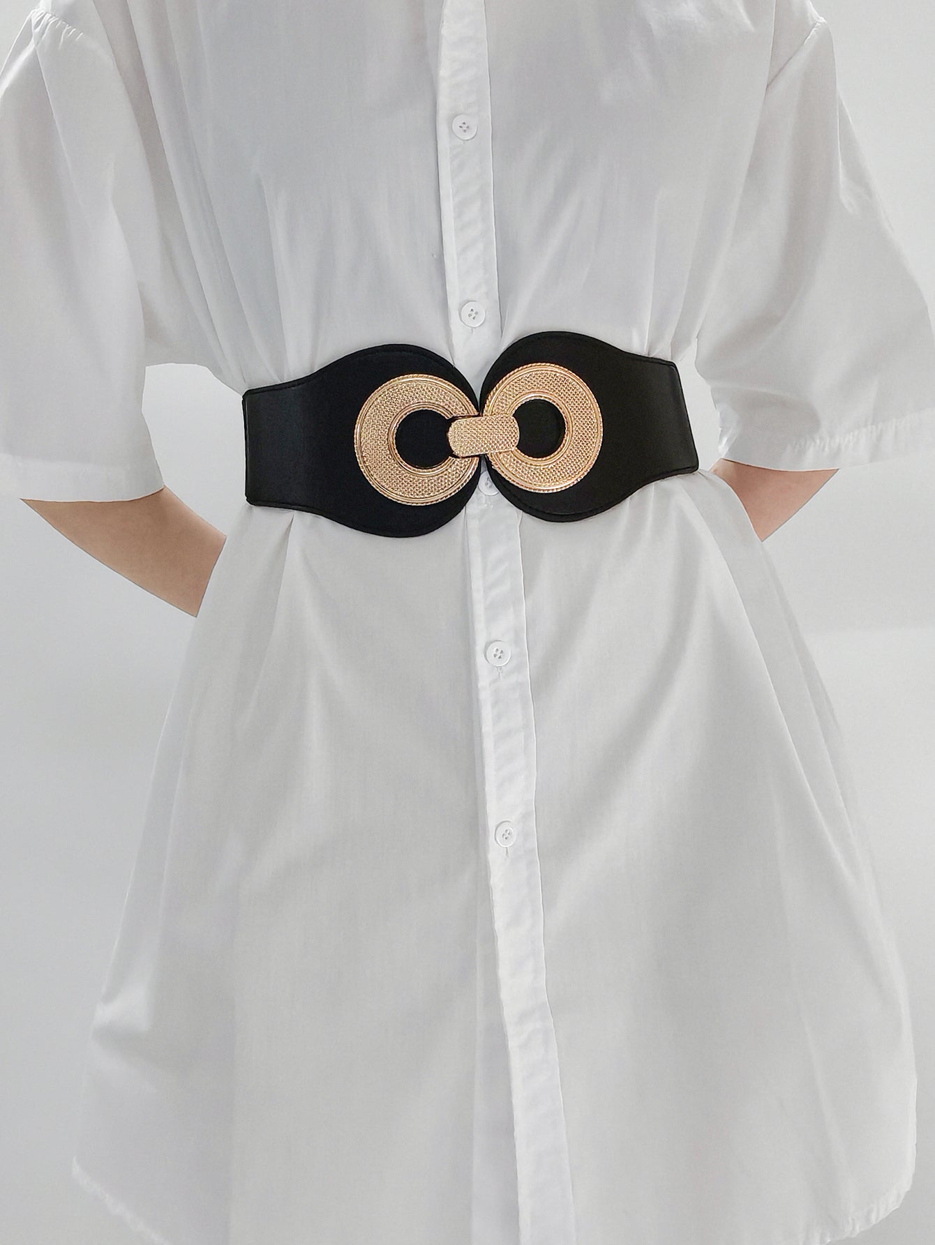 BELT - Alloy Buckle Elastic PU Leather