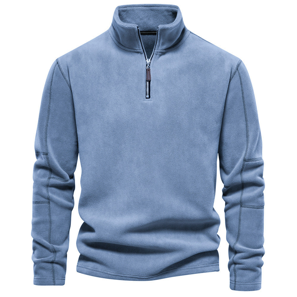 Stand-collar Zippered Sweatshirt With Fleece