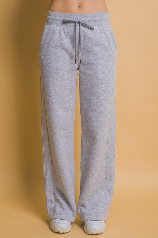 Drawstring Wide Leg Sweatpants with Pockets