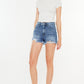Distressed Raw Hem High Waist Denim Shorts