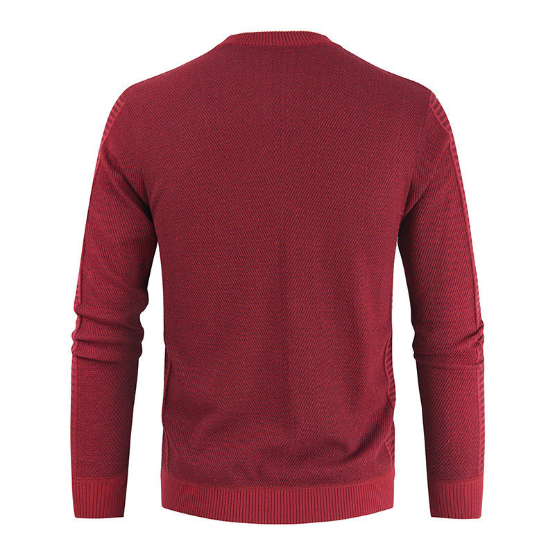 Solid Round Neck Pullover Casual Sweater