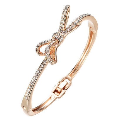 BRACELET -  Diamonds, Bows, Rose Gold Alloy