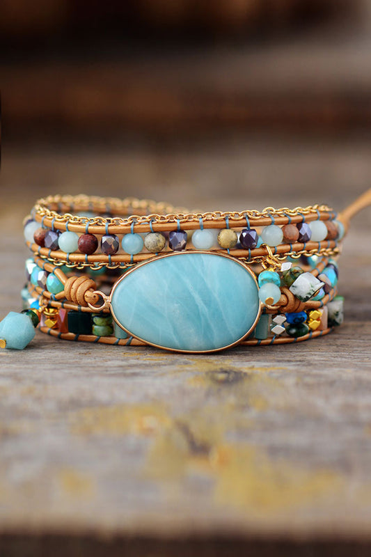 BRACELET - Handmade Natural Stone Beaded Triple Layer