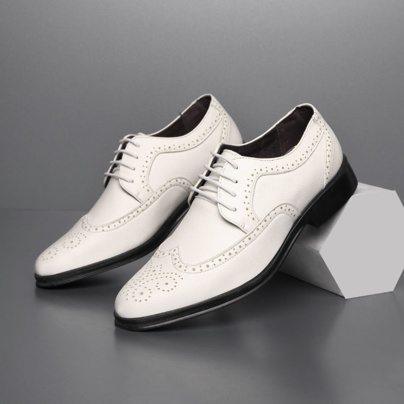 Block Carved Casual Leather Shoes