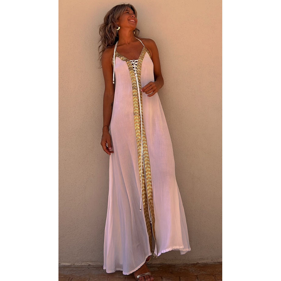 SPARTHA  - Lace-up Halter Neck Dress
