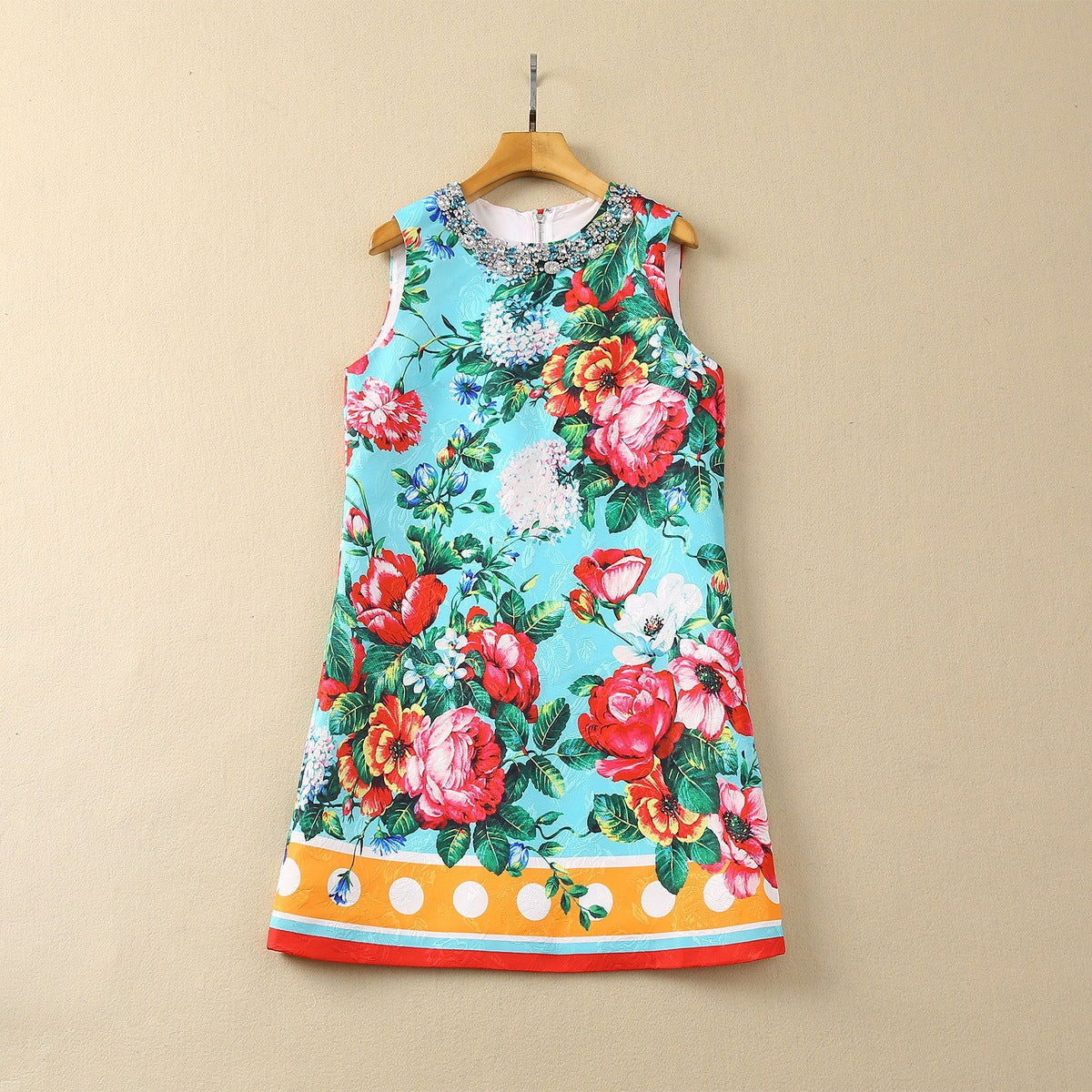 OLGA - Floral Printed Beaded Dress