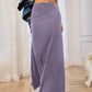 Solid Elastic Waist Maxi Skirt