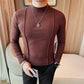 Solid Color Line Long Sleeve T-shirt Round Neck