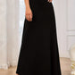 Solid Elastic Waist Maxi Skirt