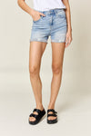 Full Size High Waist Rolled Denim Shorts