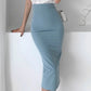 Classic Solid Color Casual High Waist Hip Hugging Long Skirt