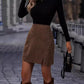 Fashion Split Ribbed Corduroy Skirt