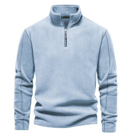 Stand-collar Zippered Sweatshirt With Fleece