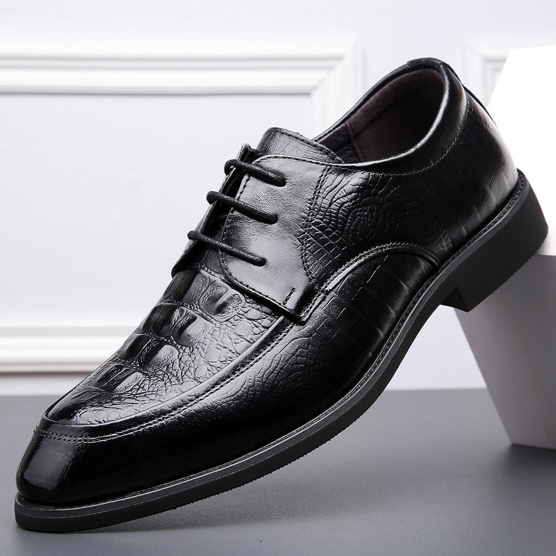 Men's Cowhide Pointed Breathable Business Formal Wear Leather Shoes